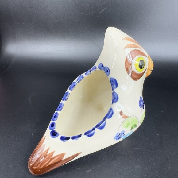 Mexican Pottery Hand Painted Bird Shaped Planter Flower Pot Small Dish Bowl VTG - Picture 11 of 12